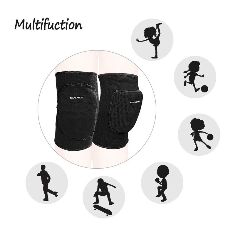 EULANT Sborter Knee Pads for Kids Junior Youth, for Biking,Volleyball,Basketball,Football,Skating,Dancing, 1 Pair,S Black - Image 5